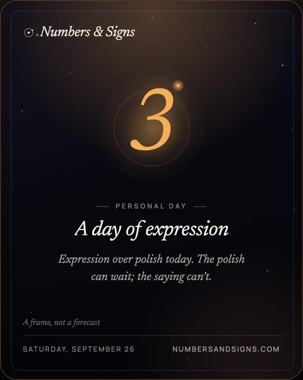 A Numbers & Signs share card showing the number 11 on a deep cosmic ground